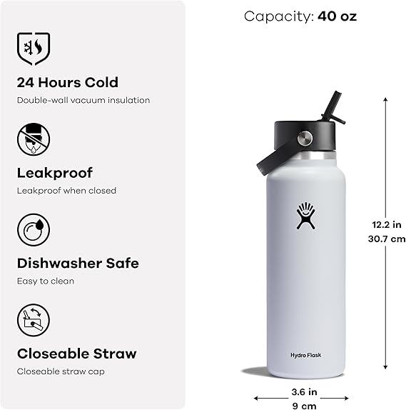 40oz Hydro Flask Flex Straw Lid Bottle | Personalized Custom Water Bottle with Straw | Laser Engraved Bottle. Best For Travel, Sports and Gym (Copy)