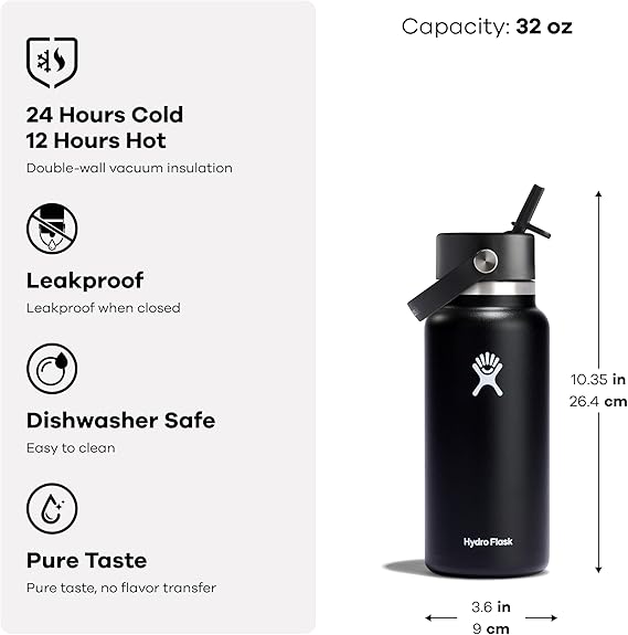 32oz Hydro Flask Flex Straw Lid Bottle | Personalized Custom Water Bottle with Straw | Laser Engraved Bottle. Best For Travel, Sports and Gym