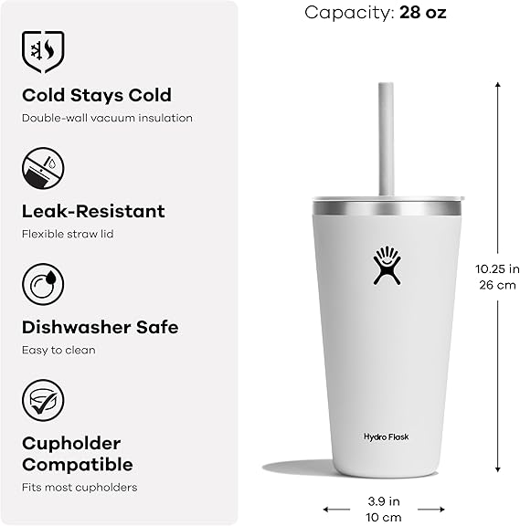20oz, 28oz Hydro Flask All Round Tumbler | Personalized Stainless Steel Tumbler with Straw and Lid | Laser Engraved Hydro Flask Tumbler for gym, collage, school