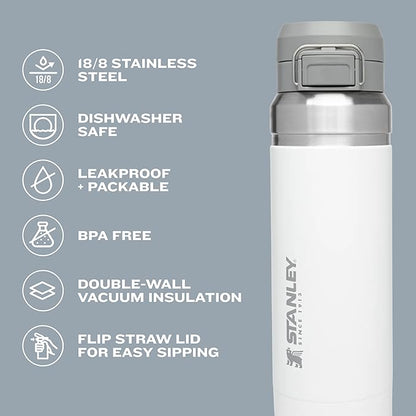 36oz Stanley Quick Flip GO Water Bottle | Personalized Insulated Stainless Steel Bottle | Laser Engraved Bottle with Push Button Lid.