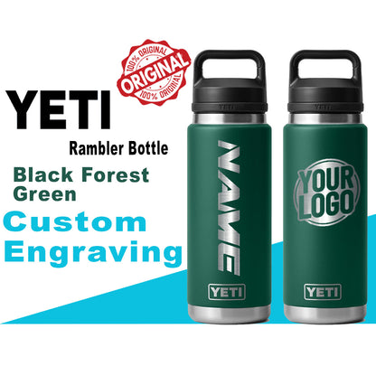 Yeti Black Forest Green Color Rambler Bottle | Custom Laser Engraved Bottle, Yeti Name & Logo Bottle, Father's Day Gift, Zengraved Store
