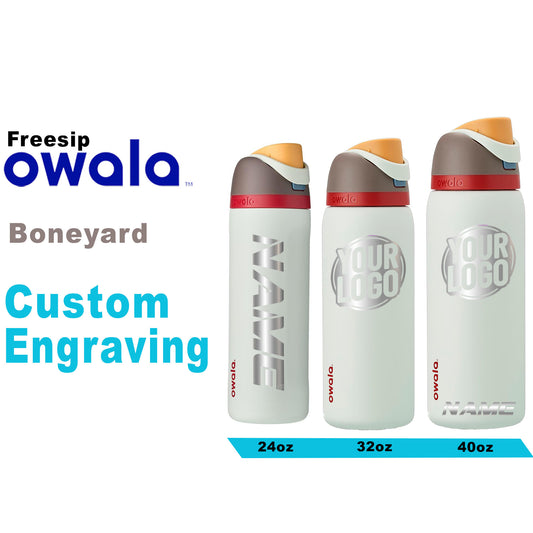 Owala Boneyard Color Freesip Water Bottles, Personalized Stainless Steel Water Bottle, Laser Engraved Custom Water Bottle with Straw.