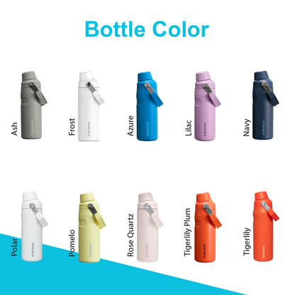 16oz Stanley Ice Flow Fast Flow Bottle | Personalized Stainless Steel Bottle | Laser Engraved Bottle with Integrated cap holder and Lid.