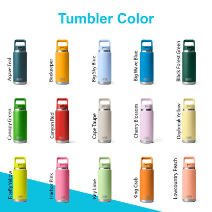 18oz YETI Rambler 2.0 Water Bottles | Personalized Stainless Steel with Color-Matching Straw Cap | Laser Engraved Bottle, BPA-Free|Best Gift