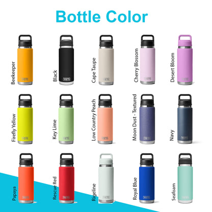 26oz YETI Rambler Water Bottles | Personalized Vacuum Insulated Bottle | Laser Engraved Stainless Steel Bottle with Chug Cap|Father Day Gift