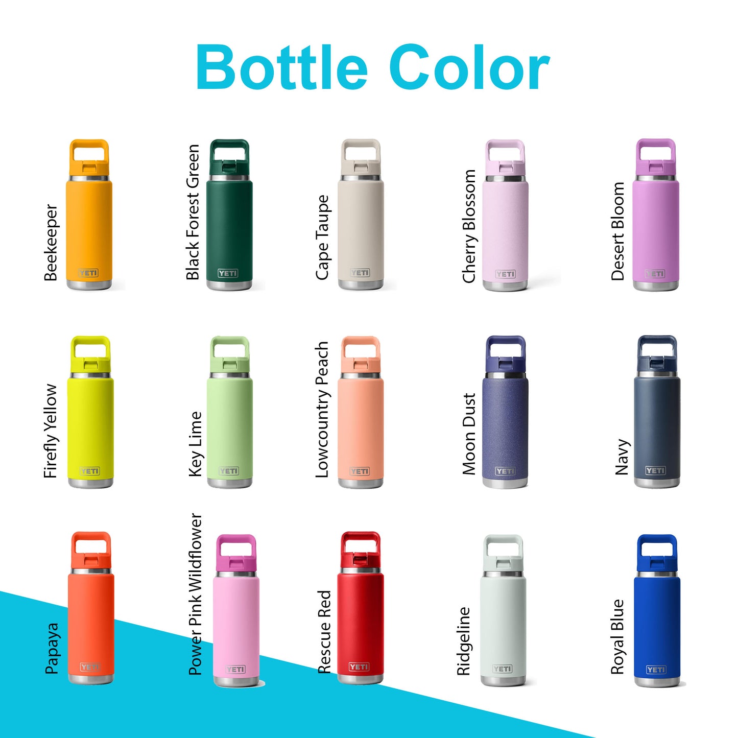 18oz YETI Rambler 2.0 Water Bottles | Personalized Stainless Steel with Color-Matching Straw Cap | Laser Engraved Bottle, BPA-Free|Best Gift