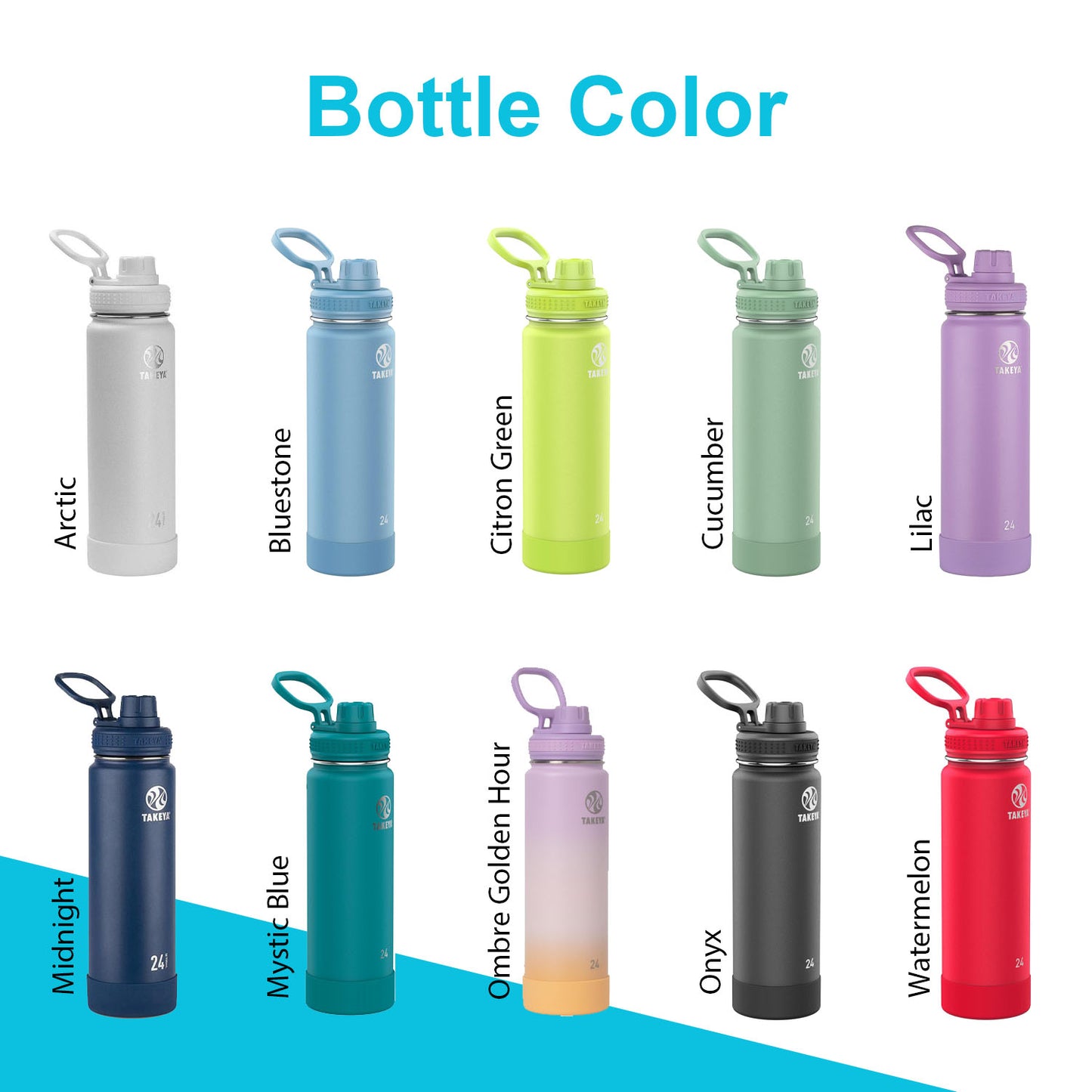 Personalized Takeya 24oz Activate Bottle: Laser Engraved Stainless Steel Water Bottle