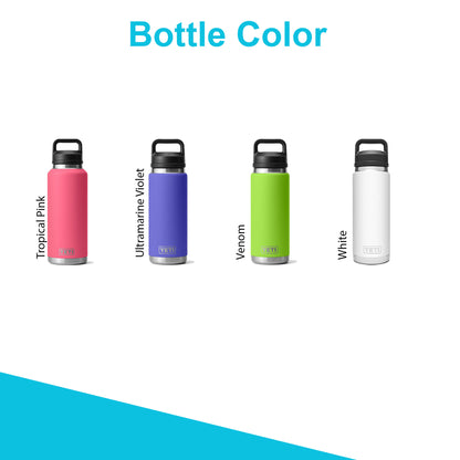 26oz YETI Rambler Water Bottles | Personalized Vacuum Insulated Bottle | Laser Engraved Stainless Steel Bottle with Chug Cap|Father Day Gift