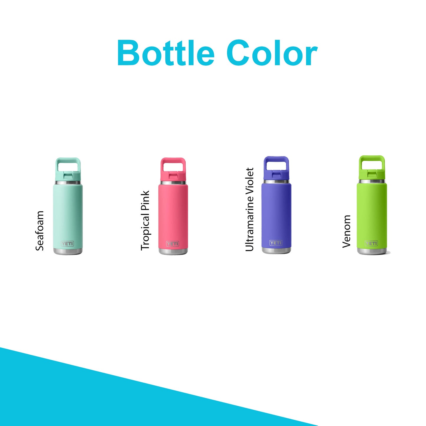 18oz YETI Rambler 2.0 Water Bottles | Personalized Stainless Steel with Color-Matching Straw Cap | Laser Engraved Bottle, BPA-Free|Best Gift