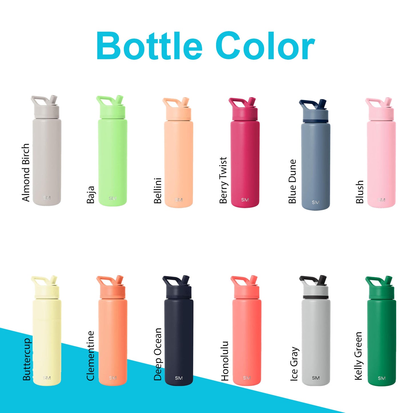 Personalized Simple Modern Water Bottle: Laser Engraved, 30oz Stainless Steel Bottle, Simple Modern Name and Logo Bottle