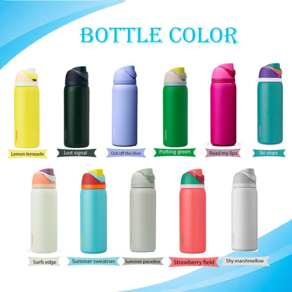 32oz Owala FreeSip Insulated Water Bottles | Personalized Stainless Steel Bottle with Straw | Laser Engraved Custom Bottle for School.