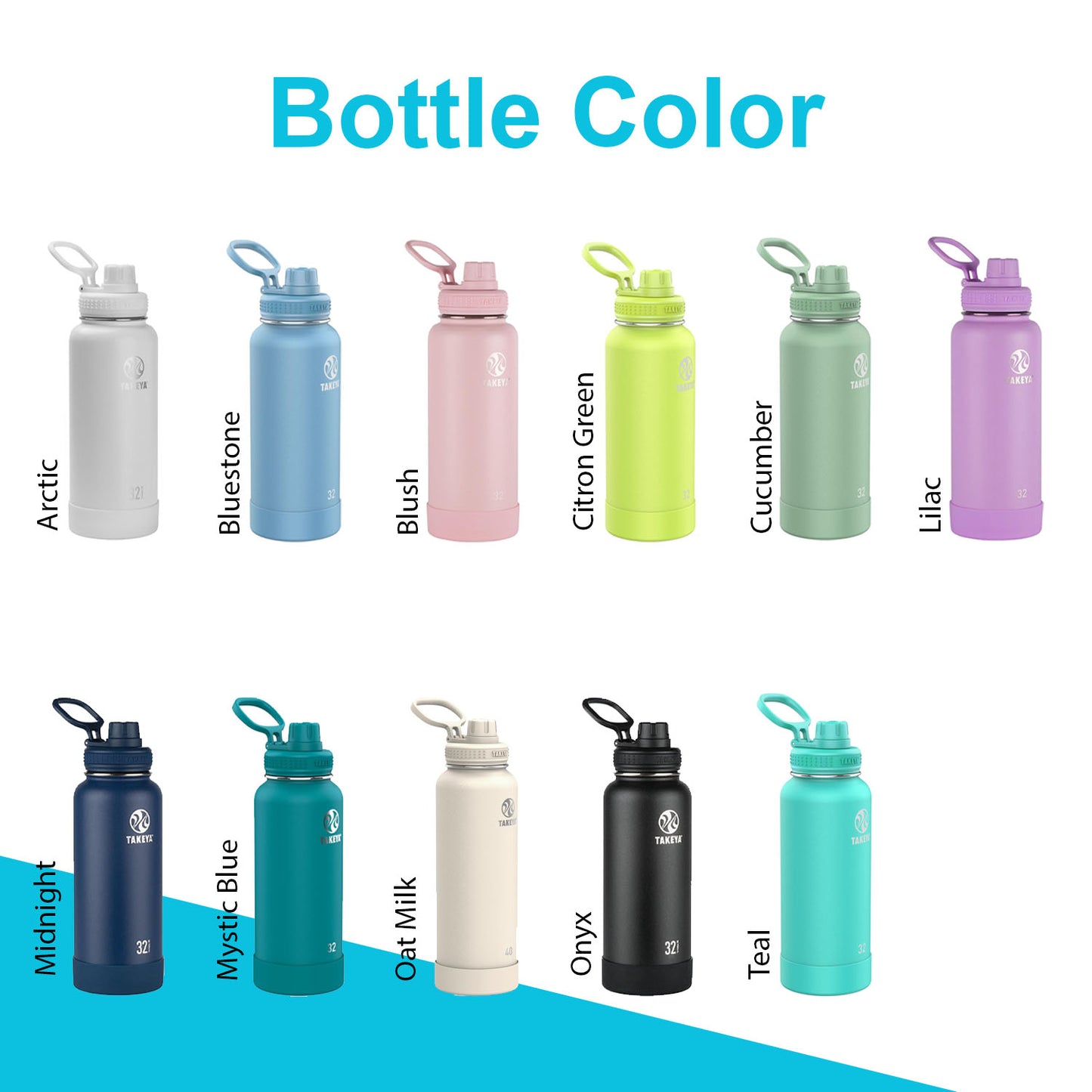 Personalized Takeya 40oz Activate Bottle: Laser Engraved Stainless Steel Water Bottle
