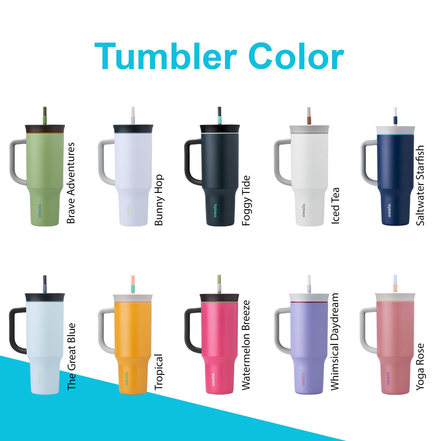 24oz, 40oz Owala Stainless Steel Tumbler with Handle | Personalized Stainless Steel Tumbler with Straw | Laser Engraved Tumbler for Travel
