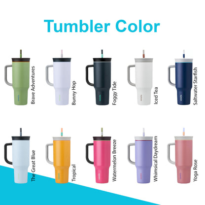 24oz, 40oz Owala Stainless Steel Tumbler with Handle | Personalized Stainless Steel Tumbler with Straw | Laser Engraved Tumbler for Travel
