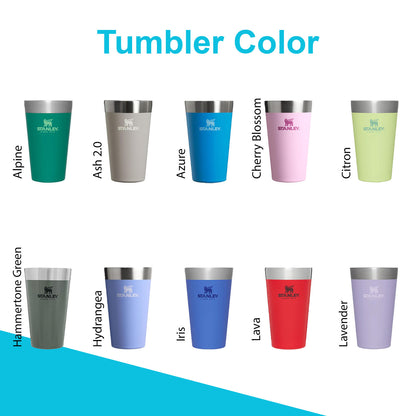16oz Stanley Adventure Stacking Beer Pint Glass | Personalized Stackable Drinking Cup | Laser Engraved Insulated Stainless Steel Cup.