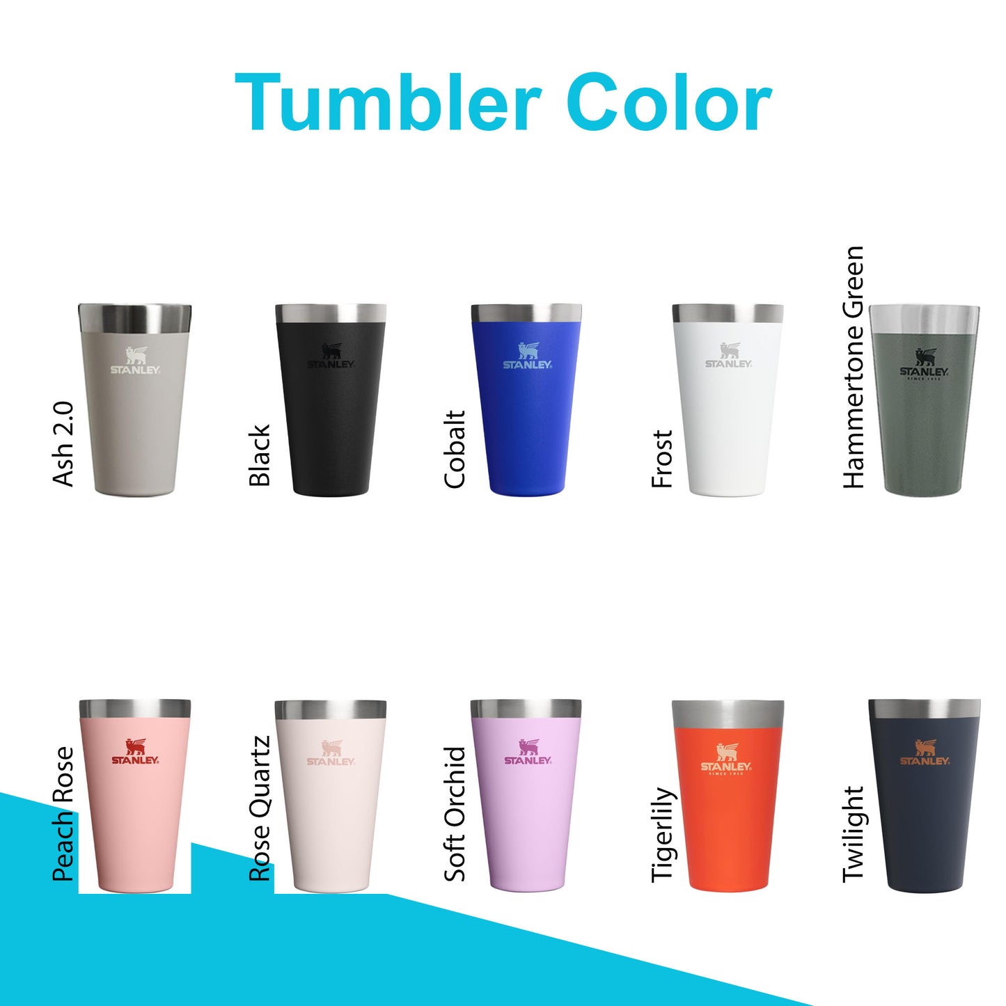 16oz Stanley Adventure Stacking Beer Pint Glass | Personalized Stackable Drinking Cup | Laser Engraved Insulated Stainless Steel Cup.