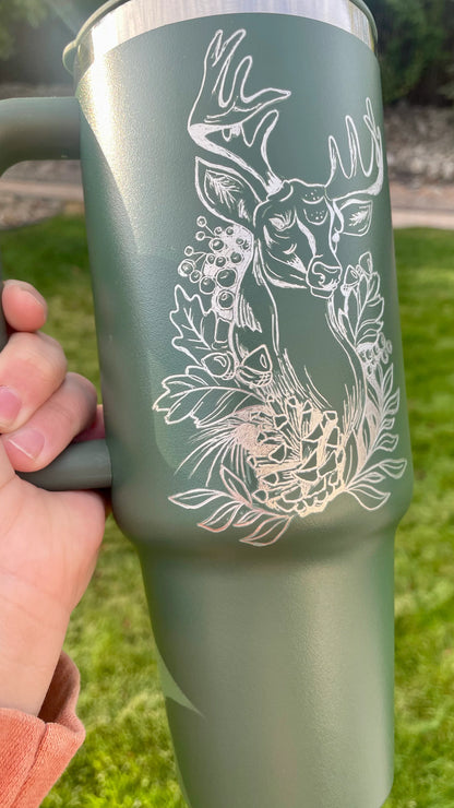 24oz Hydro Flask Travel Tumbler | Personalized Stainless Steel Tumbler with Flexible Straw and Lid | Laser Engraved Hydro Flask Tumbler