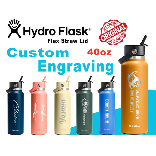 40oz Hydro Flask Flex Straw Lid Bottle | Personalized Custom Water Bottle with Straw | Laser Engraved Bottle. Best For Travel, Sports and Gym (Copy)
