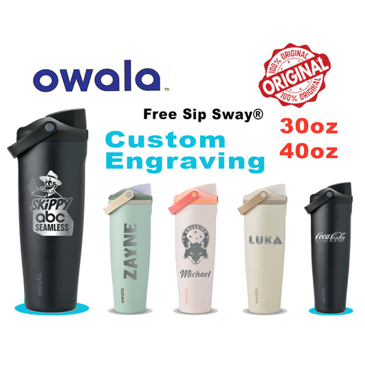 Personalized 30oz/40oz Owala FreeSip Sway Water Bottle, Laser Engraved Stainless Steel Bottle, Owala Custom Text Bottle, Bulk Water Bottle