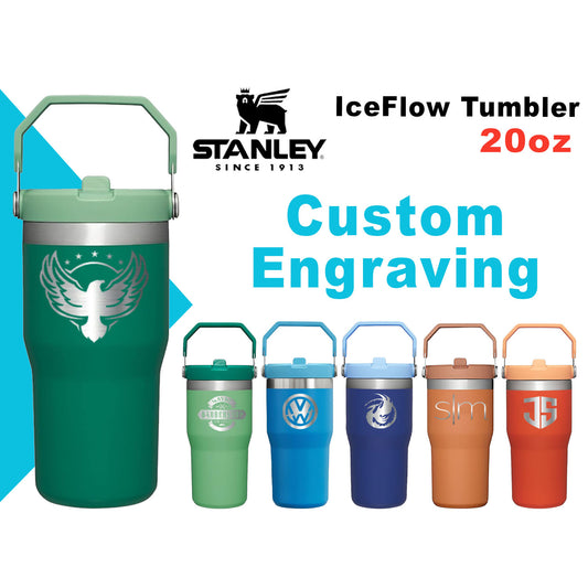 20oz Stanley Ice Flow Stainless Steel Tumbler | Personalized Stainless Steel Flip Straw Bottle | Laser Engraved Tumbler, Mother's Day Gift