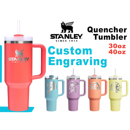 Stanley 30oz & 40oz Quencher H2.0 Stainless Steel Tumbler, Personalized Stainless Steel Tumbler, Laser Engraved Tumbler, Stanley Water Bottle