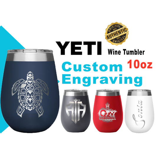 10oz YETI Rambler Wine Tumbler | Personalized Stainless Steel with MagSlider Lid | Laser Engraved Vacuum Insulated Tumbler, Casual Style.