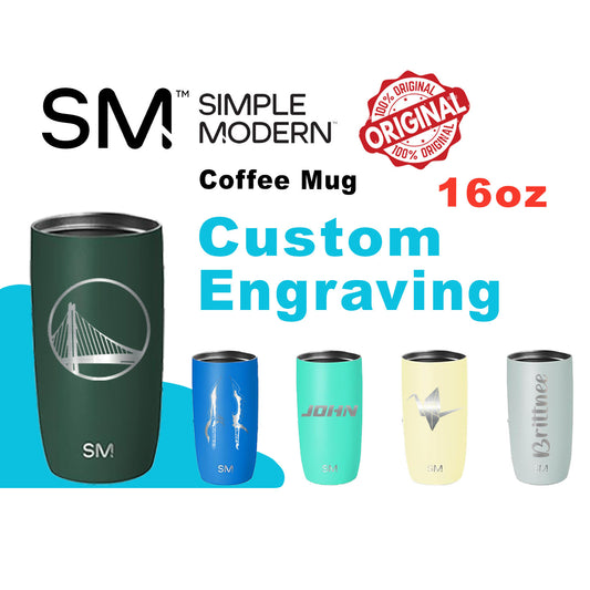 Personalized 16oz Simple Modern Coffee Tumbler: Laser Engraved Stainless Steel Travel Mug