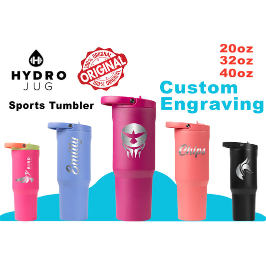 20oz, 32oz, 40oz Hydro Jug SportTumbler | Laser Engraved Stainless Steel Tumbler | Personalized Leakproof Tumbler with Rubber Base,Zengraved