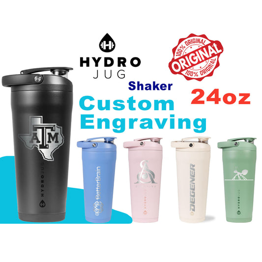 24oz Hydro Jug Shaker | Laser Engraved Stainless Steel Shaker | Personalized Leakproof Shaker, Premium Shaker for Fitness, Sports, Zengraved