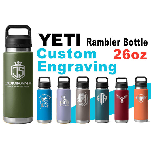 26oz YETI Rambler Water Bottles | Personalized Vacuum Insulated Bottle | Laser Engraved Stainless Steel Bottle with Chug Cap|Father Day Gift