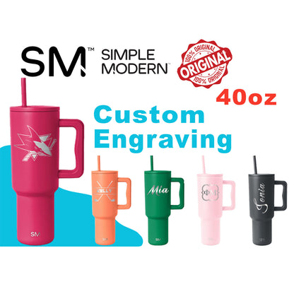 Personalized 40oz Simple Modern Tumbler: Laser Engraved Stainless Steel Travel Mug