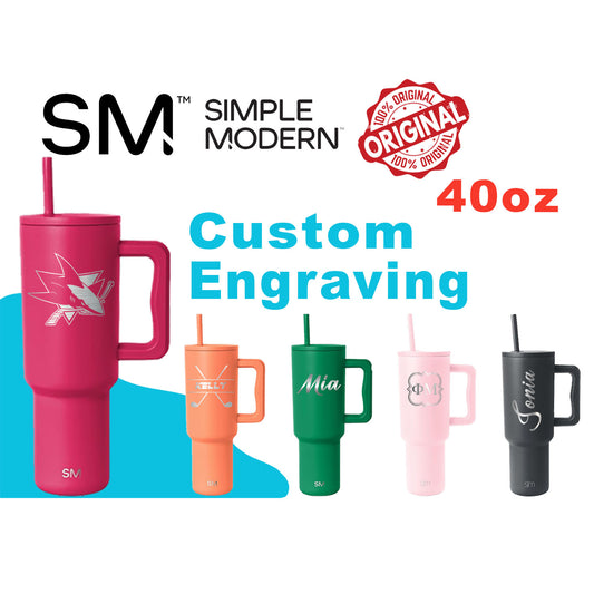 Personalized 40oz Simple Modern Tumbler: Laser Engraved Stainless Steel Travel Mug