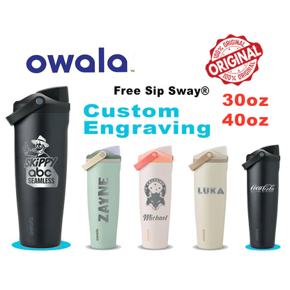 Personalized 30oz/40oz Owala FreeSip Sway Water Bottle, Laser Engraved Stainless Steel Bottle, Owala Custom Text Bottle, Bulk Water Bottle zengravedstore