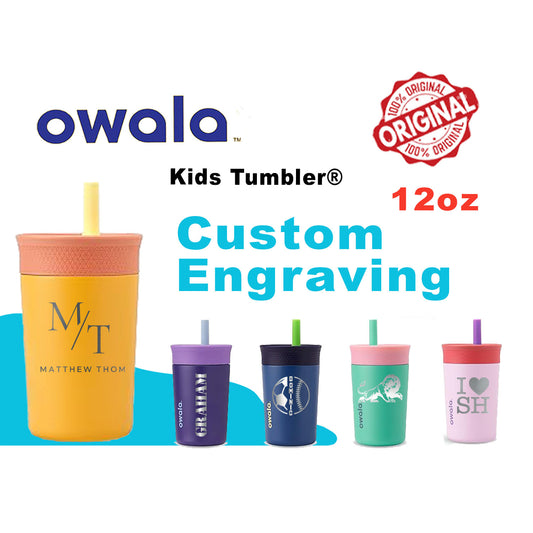 Personalized Owala 12oz Kids Tumbler, Laser Engraved Tumbler for child, Best Gift for child, School Bottle, Custom Owala Name tumbler zengravedstore