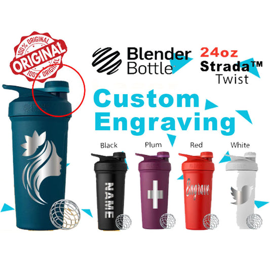 24oz Thermal Blender Twist Shaker Cup | Personalized Slim Easy to Hold Shaker | Laser Engraved Protein Shakes with Lockable Lid, Keep Cold.