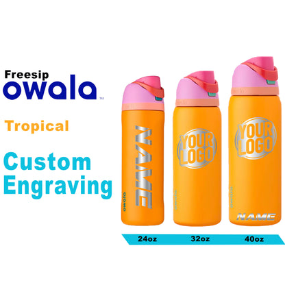 Owala Tropical Color Freesip Water Bottles, Laser Engraved Owala, Owala Name Bottle, Owala Logo Bottle, Christmas Gift, Zengraved Store