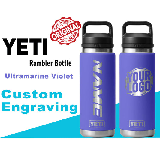 Yeti Ultramarine Violet Color Rambler Bottle | Laser Engraved Yeti Bottle, Stainless Steel Bottle, Custom Bottle, Text Bottle, Zengraved