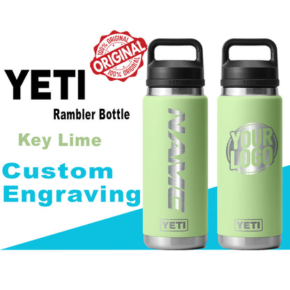 Yeti Key Lime Color Rambler Bottle | Custom Laser Engraved Bottle, Yeti Name & Logo Bottle, Father's Day Gift zengravedstore