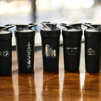 24oz Thermal Blender Bottle | Personalized Vacuum Insulated Strada Flip Blender | Laser Engraved Stainless Steel Double Walled Shaker.