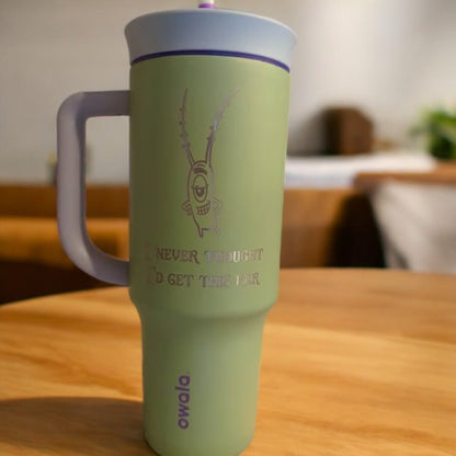 24oz, 40oz Owala Stainless Steel Tumbler with Handle | Personalized Stainless Steel Tumbler with Straw | Laser Engraved Tumbler for Travel