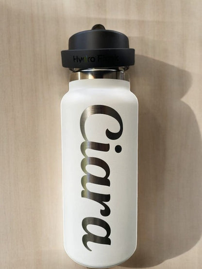 32oz Hydro Flask Flex Straw Lid Bottle | Personalized Custom Water Bottle with Straw | Laser Engraved Bottle. Best For Travel, Sports and Gym